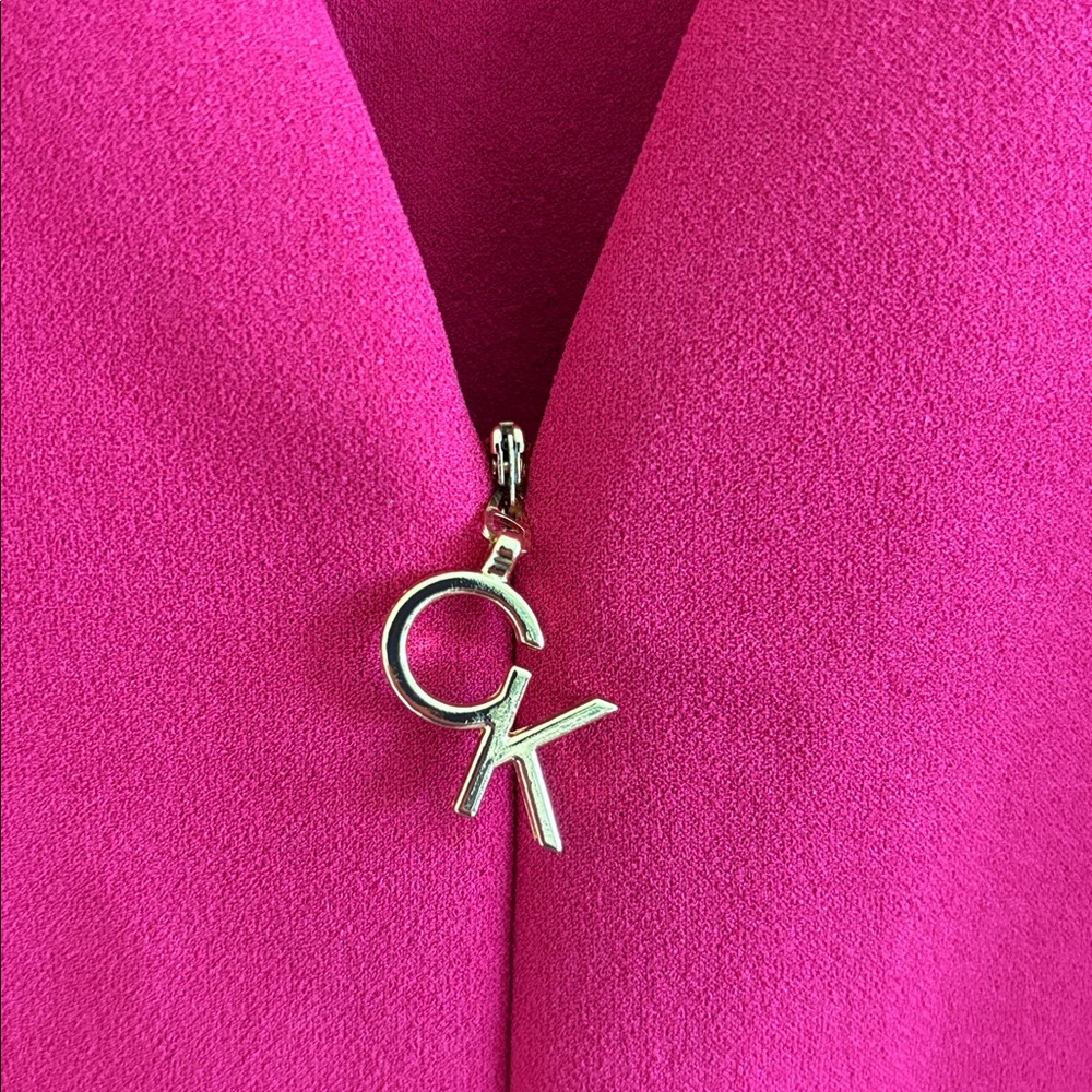 Calvin Klein pink sleeveless V-neck A-line dress business office career - Picture 6 of 7